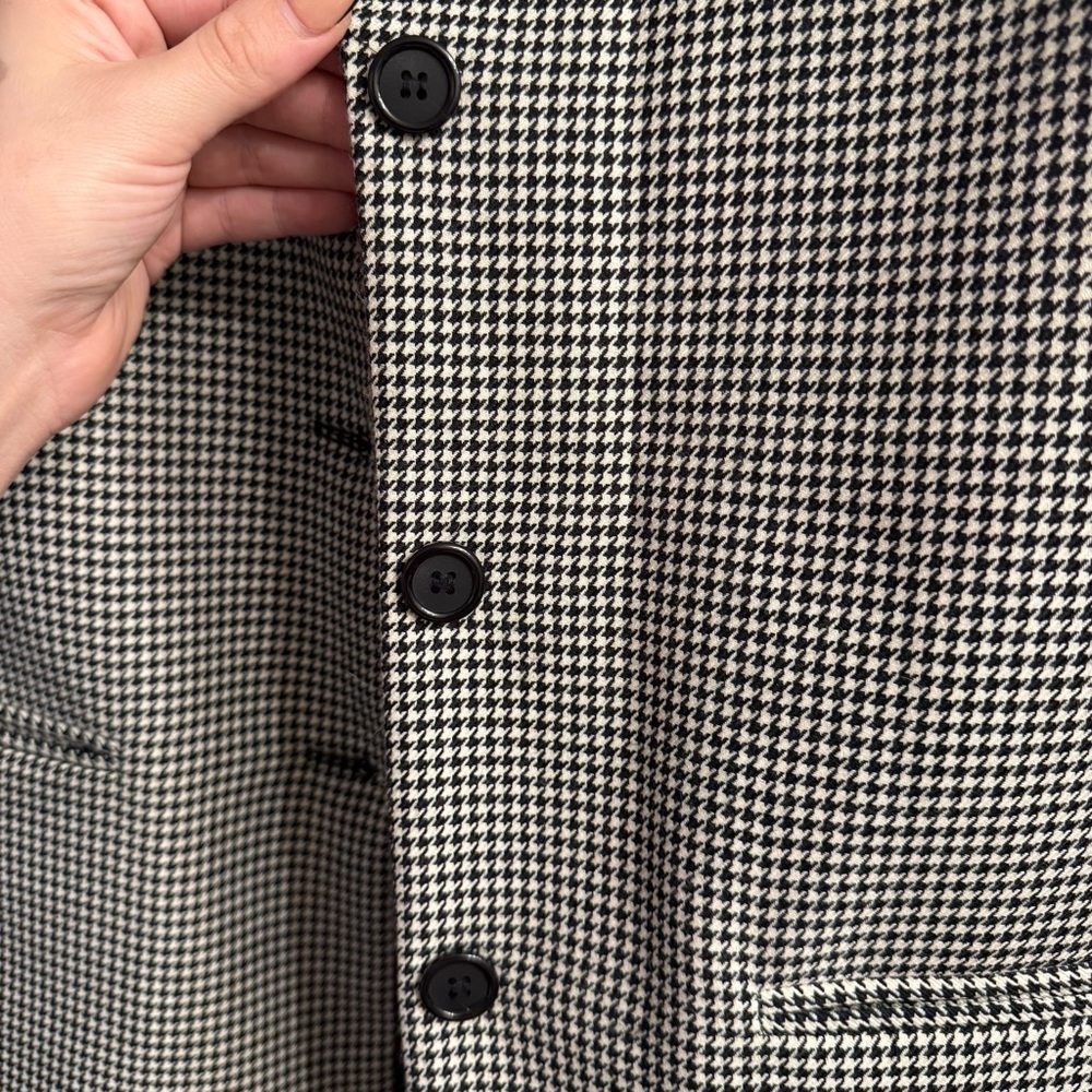 Vintage Hillary Charles Houndstooth Wool Lined Button Up Blazer Size 14 - Picture 5 of 6